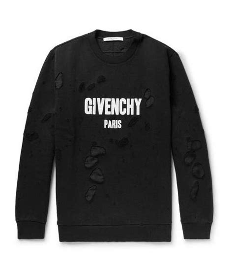 givenchy cuban-fit distressed printed cotton-jersey sweatshirt|givenchy cropped jersey hoodie.